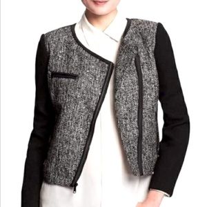 Banana Republic metallic tweed bomber jacket